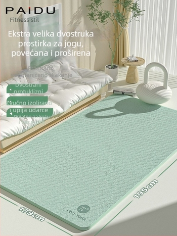 Kućna podloga za jogu i ples, prozračna, produžena, protuklizna, zvučno izolirana, ekstra velika dvostruka fitness podloga