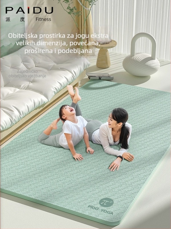 Kućna podloga za jogu i ples, prozračna, produžena, protuklizna, zvučno izolirana, ekstra velika dvostruka fitness podloga