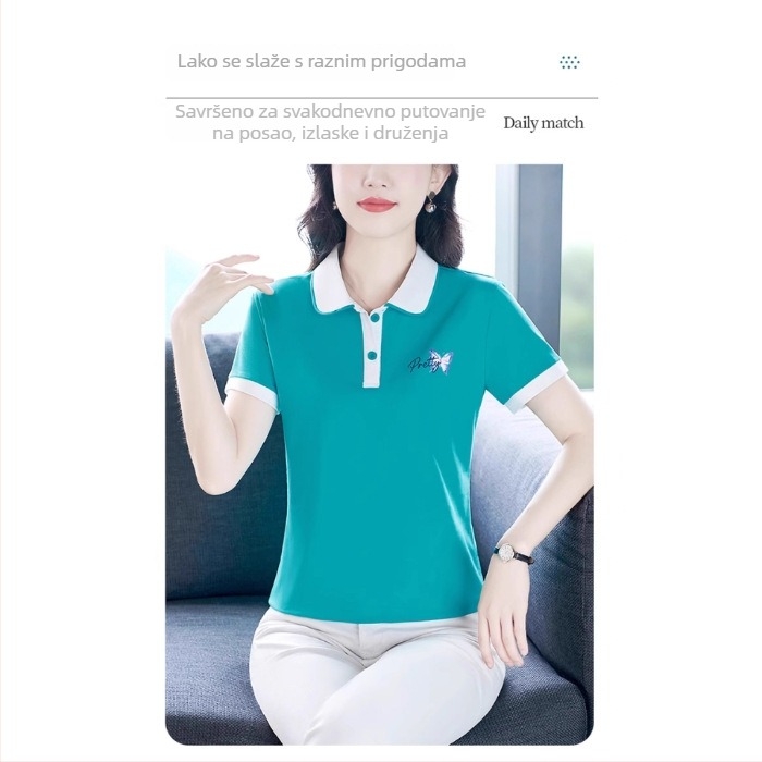 Ženska polo majica s kratkim rukavima, ljetna plus veličina, opušten kroj, lagan materijal
