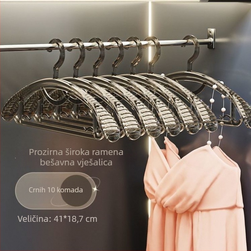 Prozirna akrilna vješalica za odjeću, s protivkliznom i širokim ramenima