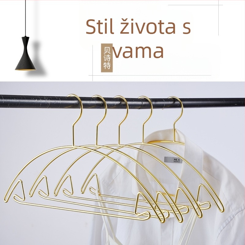 Severna zlatna metalna vješalica za odjeću s sušilicom bez ispupčenja, vješalica za hlače, kuka, patentirano skladištenje