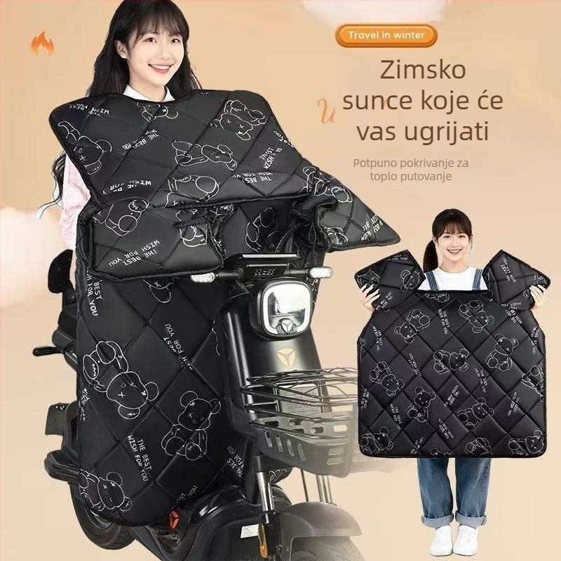 Četverosezonska debela fleece navlaka za zaštitu od vjetra za električna vozila, vodootporna i UV zaštita, za skutere, tricikle i motocikle