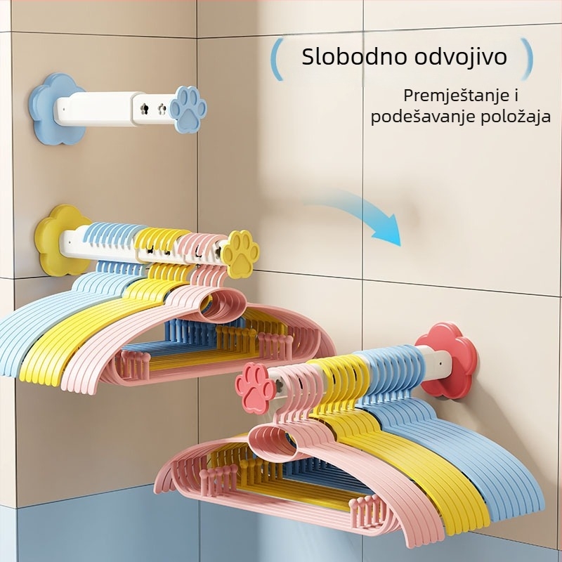 Zidna montažna vješalica za odjeću, teleskopska, sklopiva za balkon, bez bušenja, moderni minimalistički dizajn