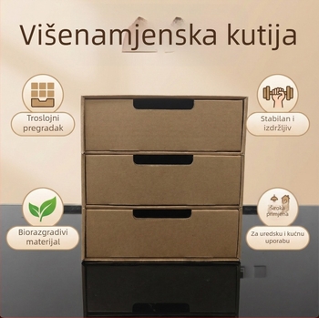 Višeslojni organizator dokumenata od kraft papira s ladicama, za A4 dokumente, stolni ormarić za pohranu, sklopivi