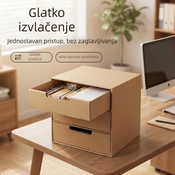 Višeslojni organizator dokumenata od kraft papira s ladicama, za A4 dokumente, stolni ormarić za pohranu, sklopivi
