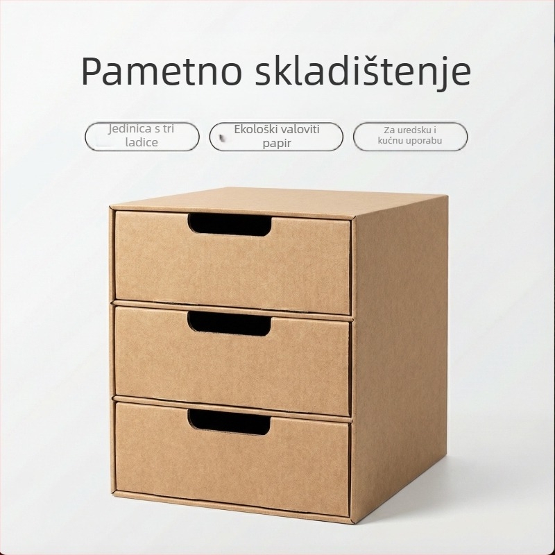 Višeslojni organizator dokumenata od kraft papira s ladicama, za A4 dokumente, stolni ormarić za pohranu, sklopivi
