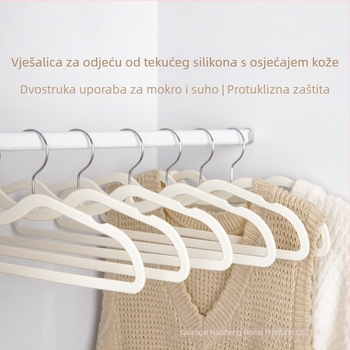 Vješalice za odjeću s kratkim vratom, gumirane i baršunastog završetka, protiv nabijanja i bez tragova na ramenima, paket 10 komada