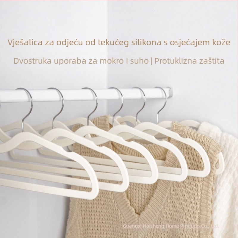 Vješalice za odjeću s kratkim vratom, gumirane i baršunastog završetka, protiv nabijanja i bez tragova na ramenima, paket 10 komada