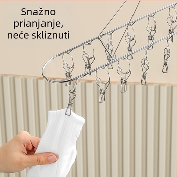 Stalak za čarape od nehrđajućeg čelika, višestruki dizajn, dvostruki sušilac s klipsama