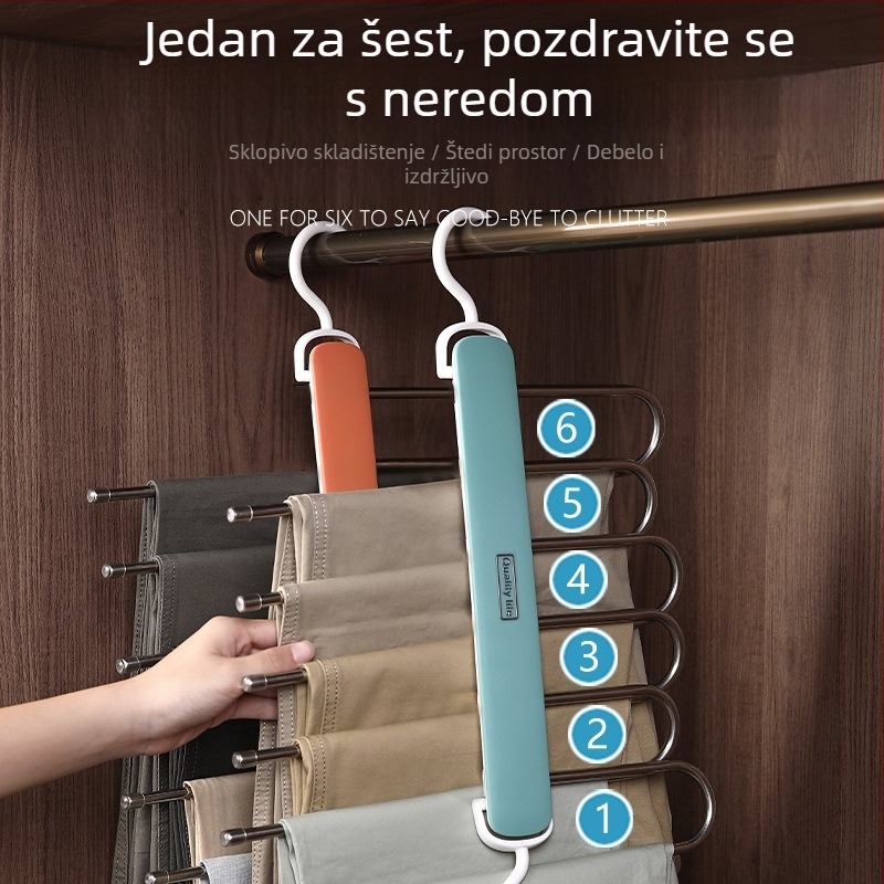 Sklopiva teleskopna višeslojna vješalica za hlače u garderobi