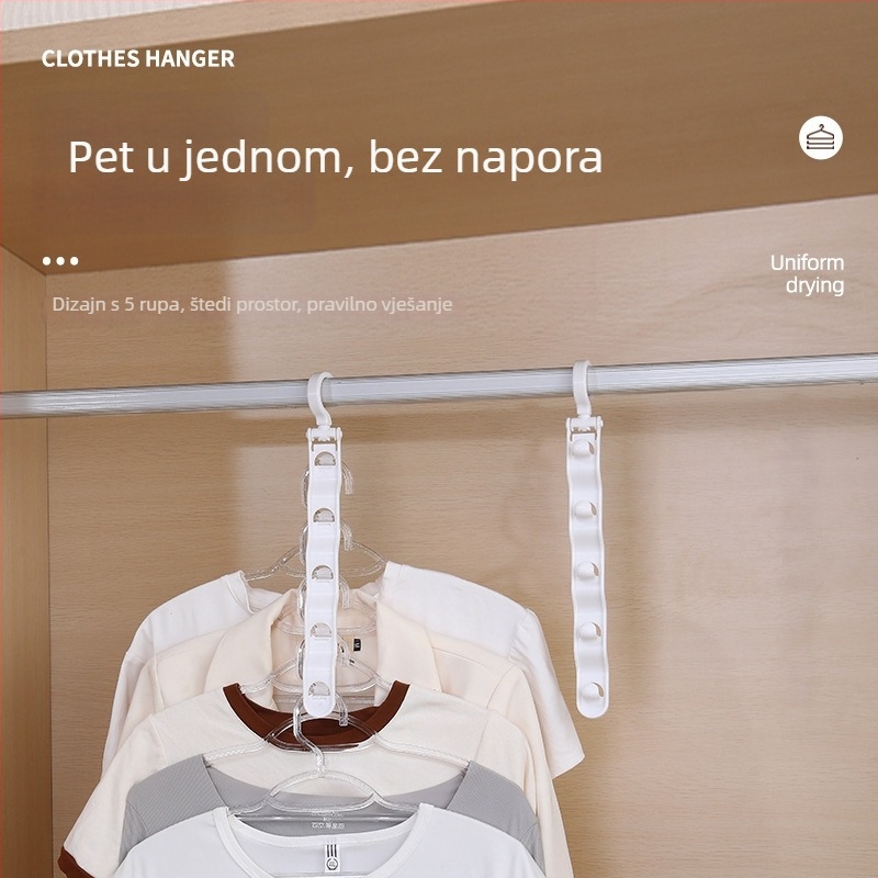Nova višenamjenska čarobna vješalica za odjeću za ormar s pet slojeva skladištenja
