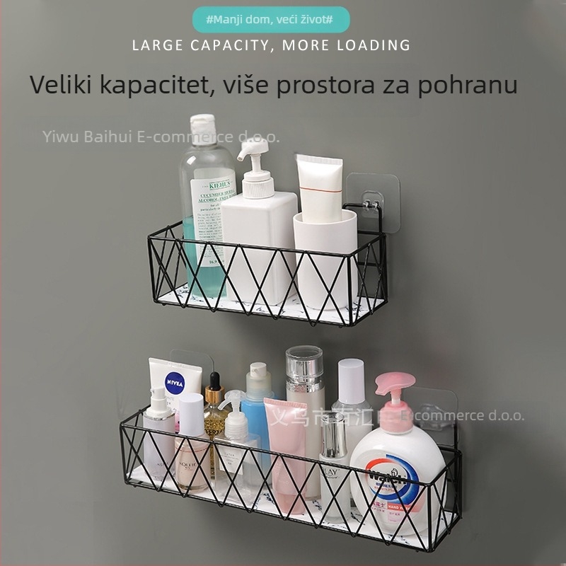 Zidna metalna polica za kupaonicu za pohranu, bez bušenja