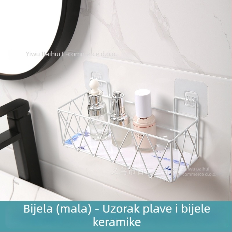 Zidna metalna polica za kupaonicu za pohranu, bez bušenja