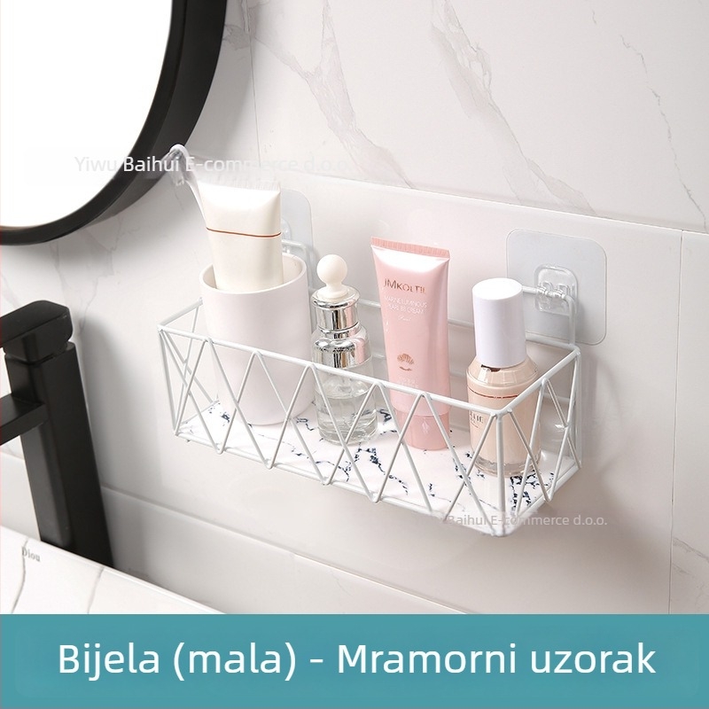 Zidna metalna polica za kupaonicu za pohranu, bez bušenja