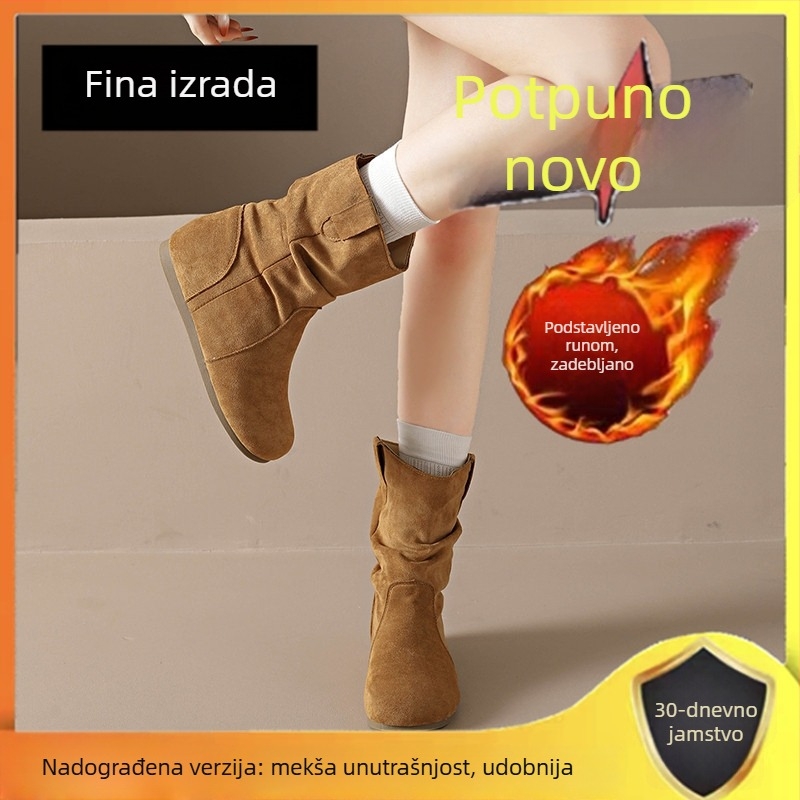 Ženske kratke čizme u stilu Birkenstock, 7 cm povećanje visine, retro dizajn, jesenska kolekcija 2025, prava koža