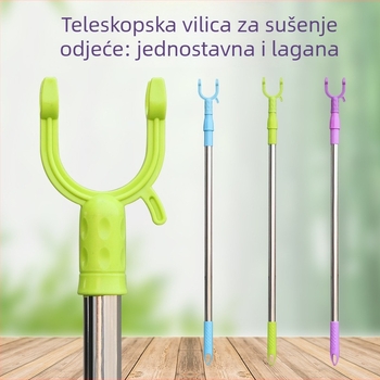 Teleskopaska šipka za sušenje od nehrđajućeg čelika sa gumastim krajem — za balkon i kućnu upotrebu