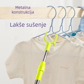 Teleskopaska šipka za sušenje od nehrđajućeg čelika sa gumastim krajem — za balkon i kućnu upotrebu