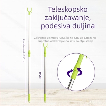 Teleskopaska šipka za sušenje od nehrđajućeg čelika sa gumastim krajem — za balkon i kućnu upotrebu