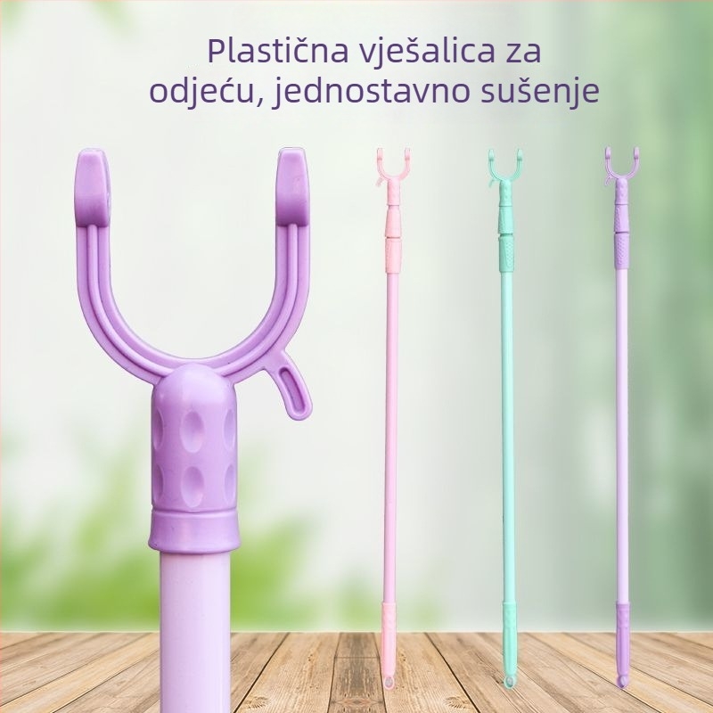 Teleskopaska šipka za sušenje od nehrđajućeg čelika sa gumastim krajem — za balkon i kućnu upotrebu