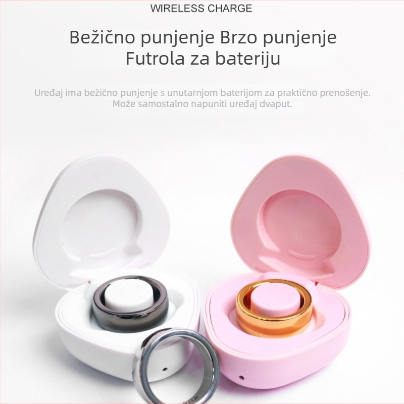 Pametni prsten za zdravlje s Bluetoothom, bežično punjenje, mjerenje otkucaja srca i zasićenja krvi, praćenje raspoloženja i sna, HR214