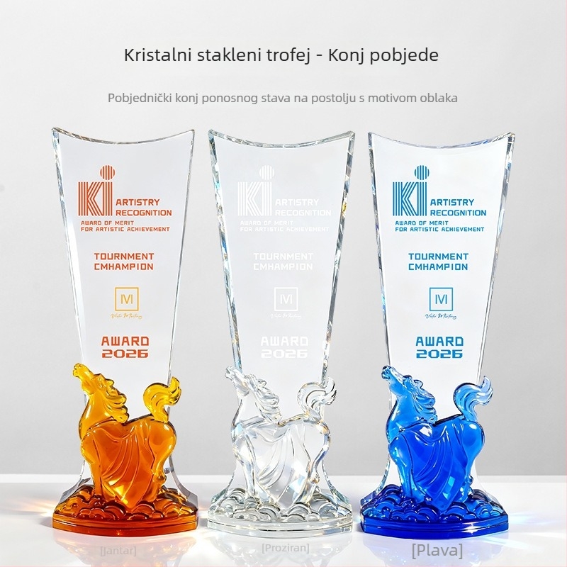Prilagođeni kristalni trofej za Godinu Konja (Zodijak Konj) – svečana dodjela nagrada, obljetnica i spomen na izvrsnost