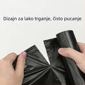 Perforirane crne debele vreće za kućno smeće, prsljaj-stil, ravni otvor, ravno dno, pakiranje u roli