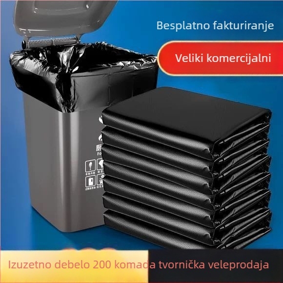 Ekstra debele crne vreće za smeće velike veličine za upravljanje nekretninama, hotele i komercijalnu upotrebu, sanitarni i kuhinjski namjeni, ravni otvor