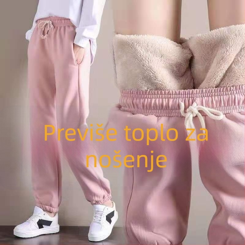 Ženske flis hlače s podstavom, stil haarem, zimske, plus veličina