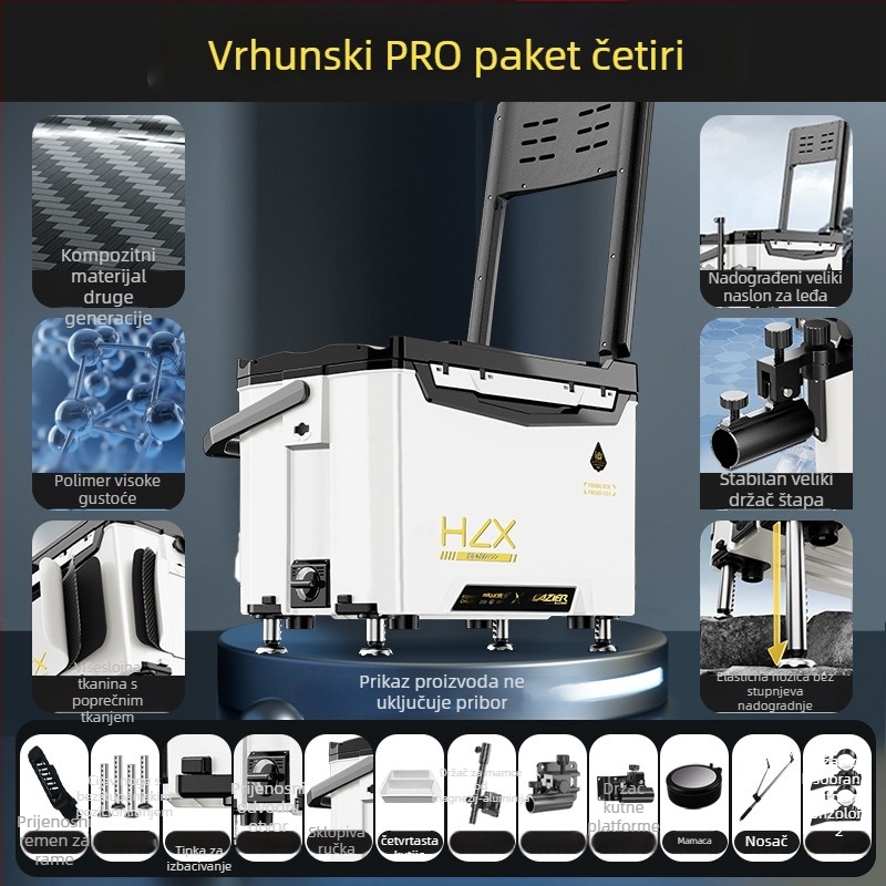 Višenamjenska kutija za ribolov – puni set, 29 litara, ultra lagana kutija za ribolov i oprema