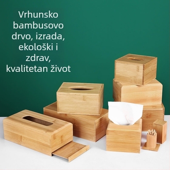 Drvena kutija za maramice od bambusovog drveta, za kupaonicu i stolni prostor