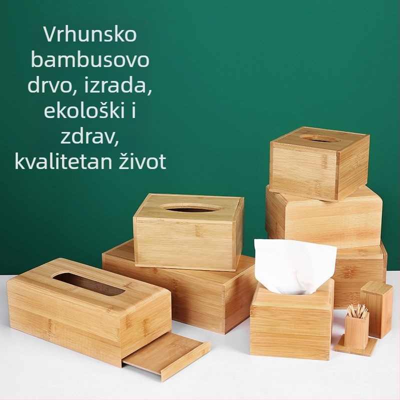 Drvena kutija za maramice od bambusovog drveta, za kupaonicu i stolni prostor