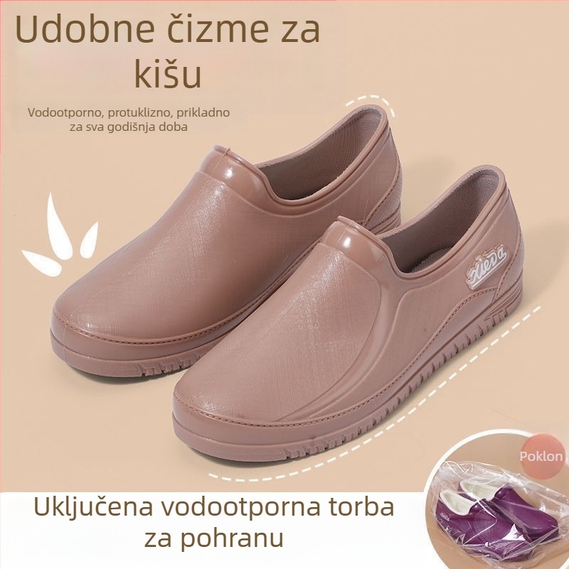 Ženske kratke čizme za kišu s podstavom od flisa, vodootporne i otporne na klizanje, za proljeće i jesen.