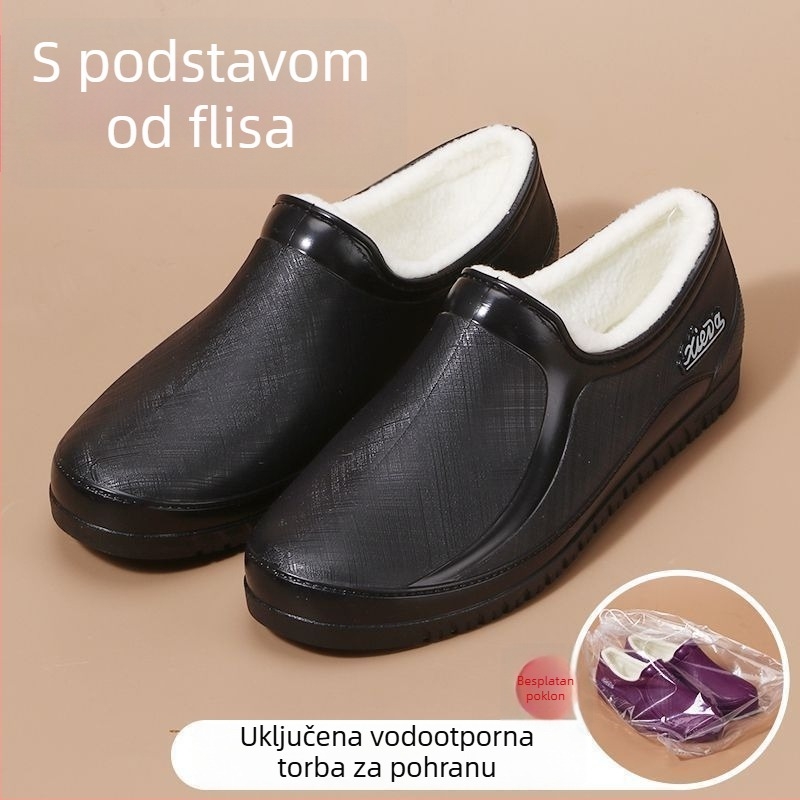 Ženske kratke čizme za kišu s podstavom od flisa, vodootporne i otporne na klizanje, za proljeće i jesen.