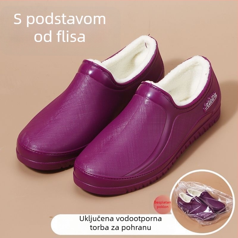 Ženske kratke čizme za kišu s podstavom od flisa, vodootporne i otporne na klizanje, za proljeće i jesen.