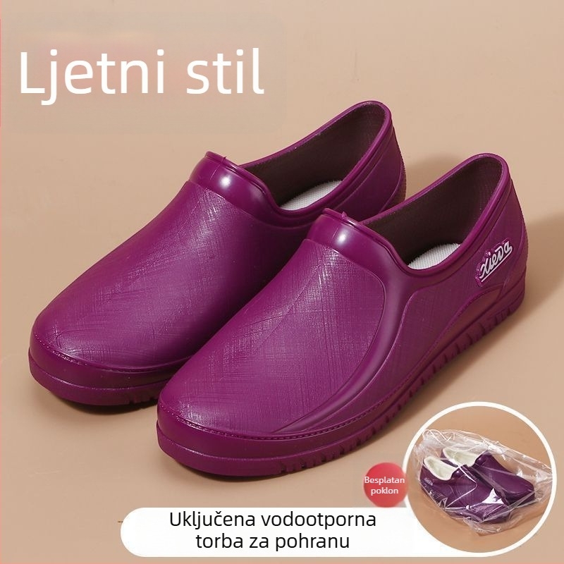 Ženske kratke čizme za kišu s podstavom od flisa, vodootporne i otporne na klizanje, za proljeće i jesen.