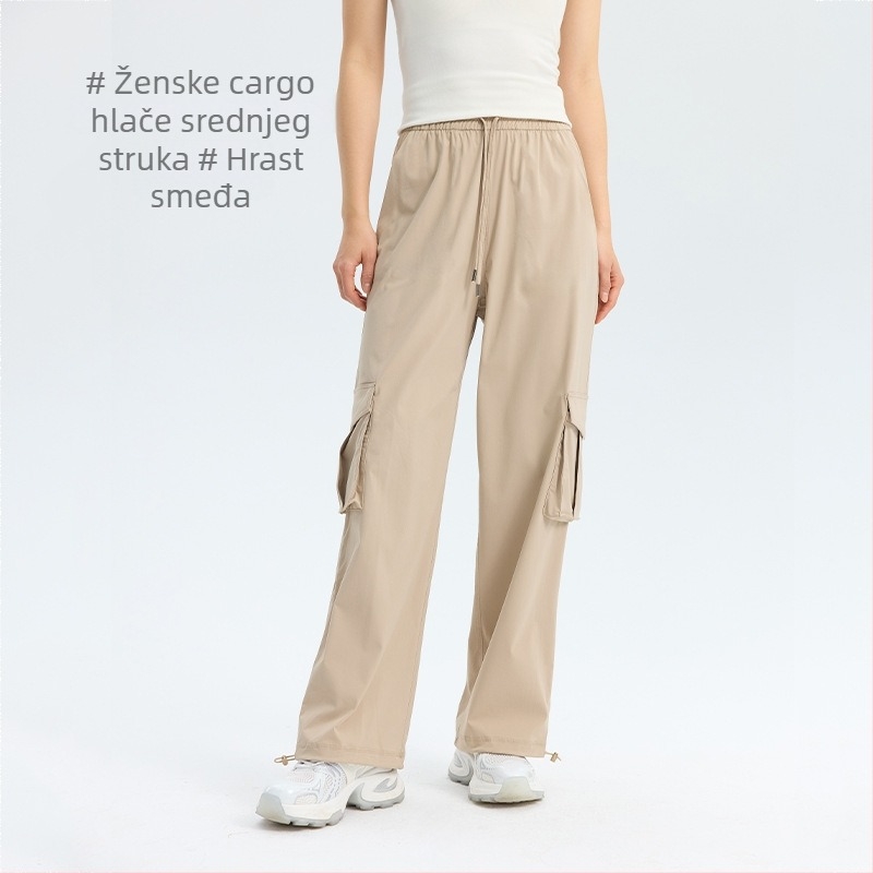 Ženske cargo hlače za casual i sportski stil s UV zaštitom, brzo se sušeći materijal, srednji pojas, ljetni stil