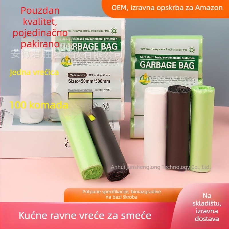 Međunarodno biorazgradive vreće za otpad na bazi škroba, jednokratne, s ravnim otvorom, za kućnu upotrebu, na veliko