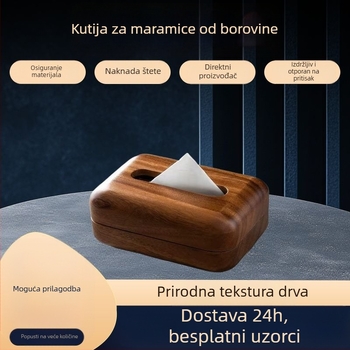 Drvena kutija za maramice u boji oraha – jednostavna stolna kutija za maramice za dnevni boravak, spavaću sobu, kuhinju i kupaonu