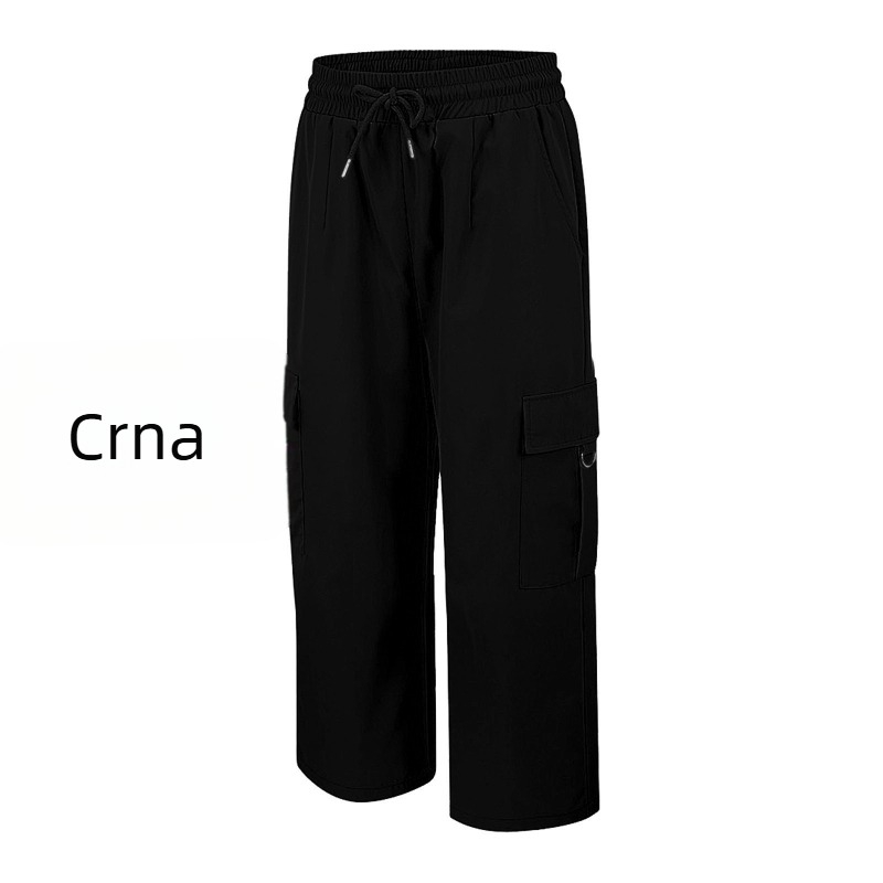 Ženske cargo hlače za ljeto, visoki struk, slobodan kroj, brzo sušeći ice-silk materijal, radni stil, kapri duljina