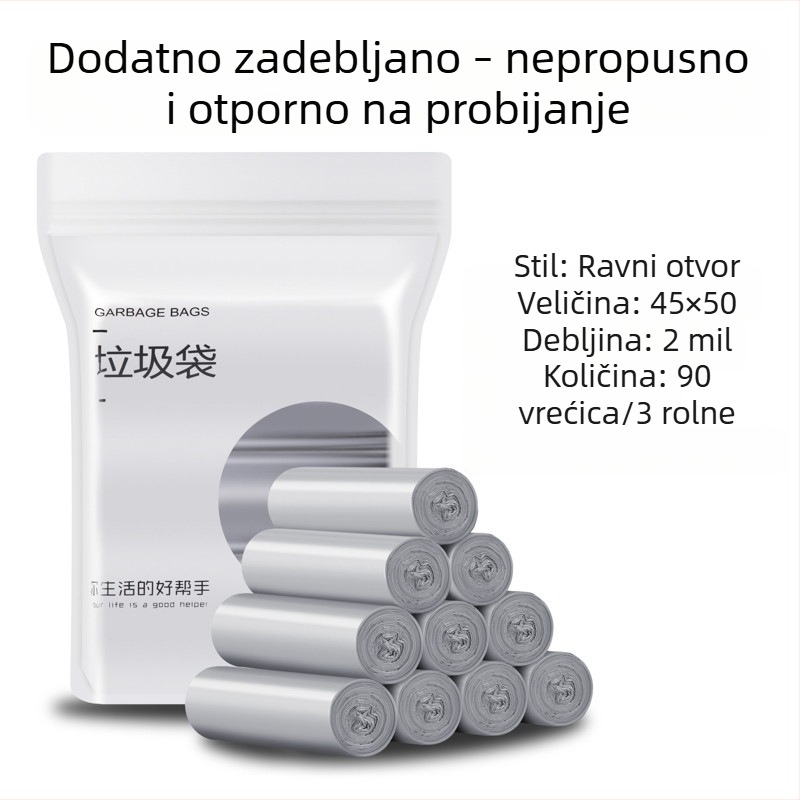 Crne jednokratne plastične vreće za smeće, debele, s ravnim otvorom, vest-stil ručke, za kućnu upotrebu, na veliko