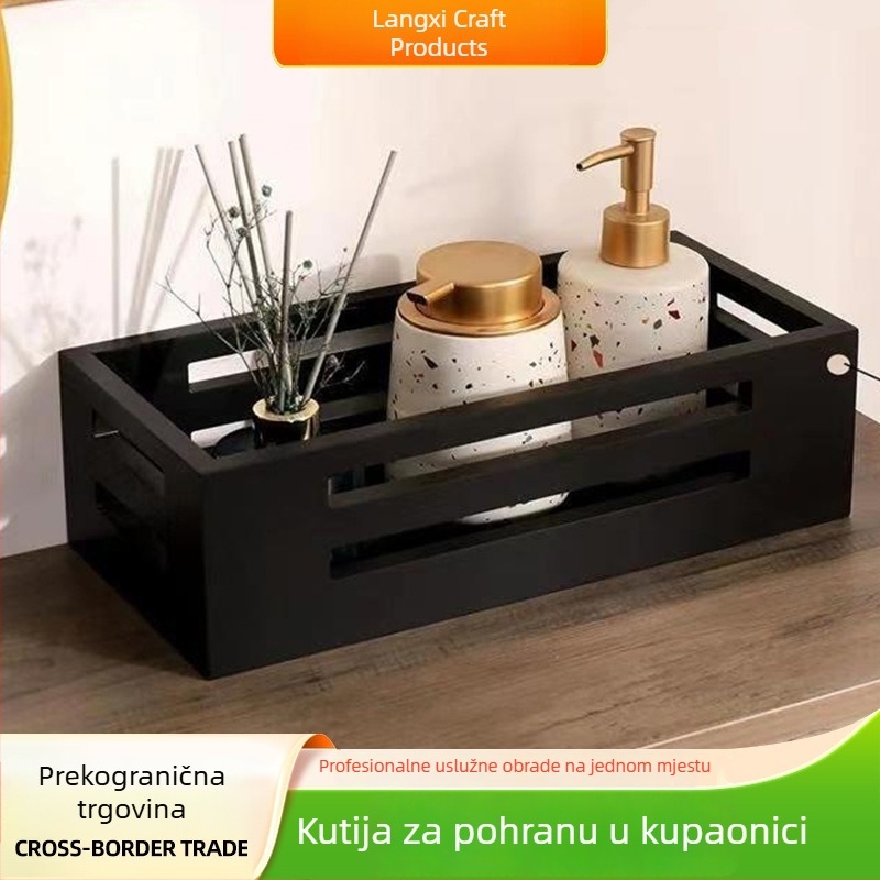 Drvena kutija za kupaonicu za rolne toaletnog papira i kozmetičke potrepštine, veliki kapacitet
