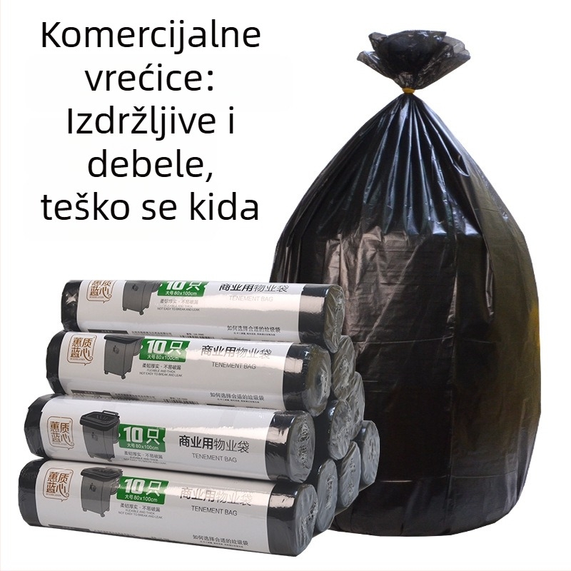 Blue Heart Crna velika vreća za otpad s plosatim otvorom, debela, jednokratna upotreba, za upravljanje nekretninama, ugostiteljstvo i hotele
