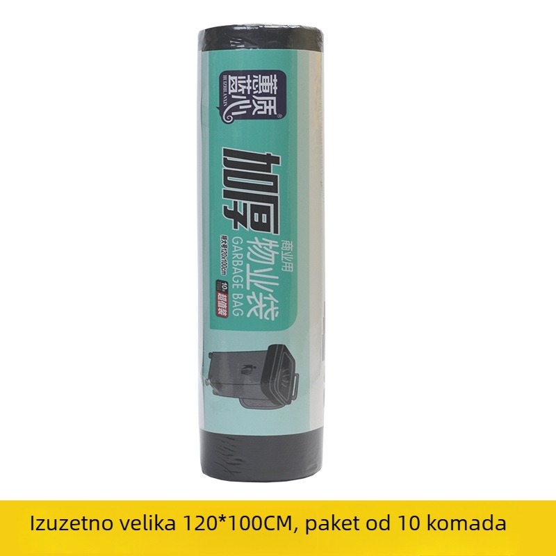 Blue Heart Crna velika vreća za otpad s plosatim otvorom, debela, jednokratna upotreba, za upravljanje nekretninama, ugostiteljstvo i hotele