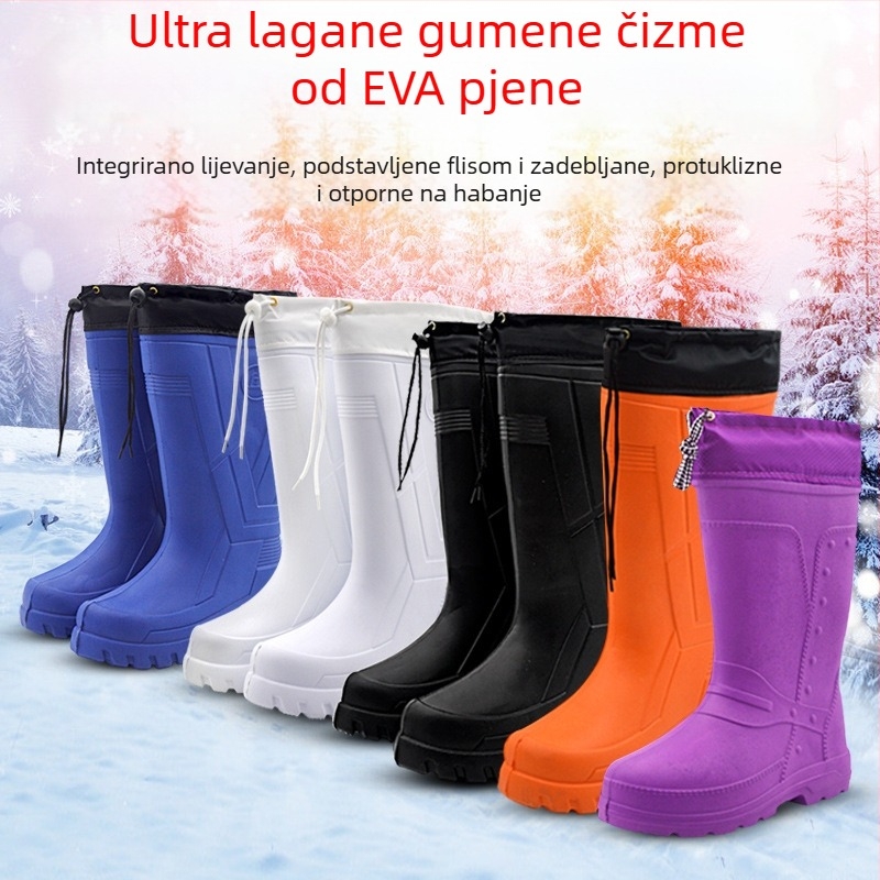 Zimske kišne čizme od EVA pjene s pamučnom podstavom, unisex, vodootporne i otporne na ulje, za vanjsku ribolov i prehrambenu industriju, za skladištenje na hladnom