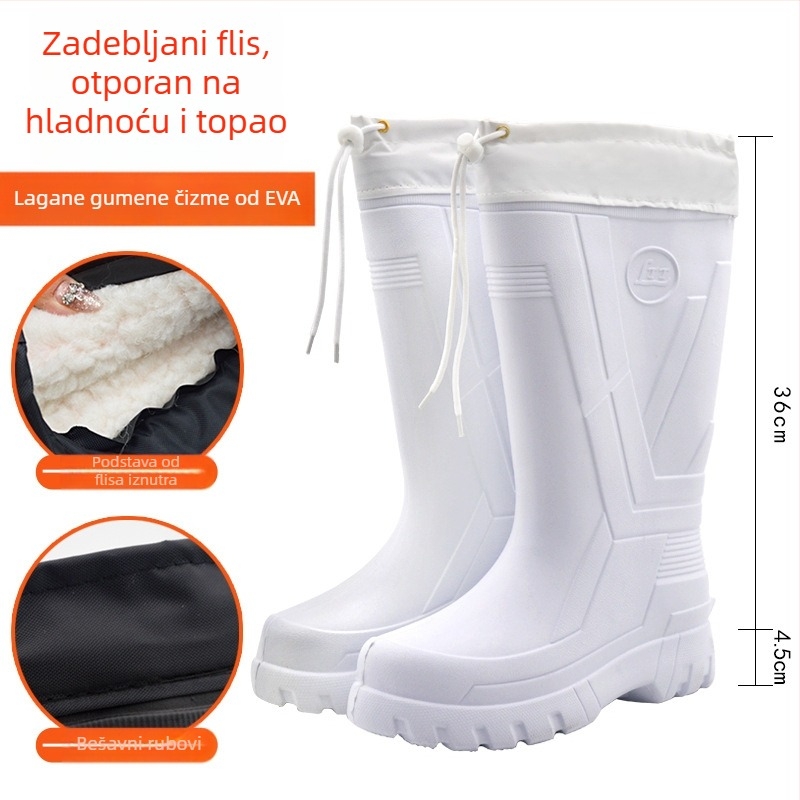 Zimske kišne čizme od EVA pjene s pamučnom podstavom, unisex, vodootporne i otporne na ulje, za vanjsku ribolov i prehrambenu industriju, za skladištenje na hladnom