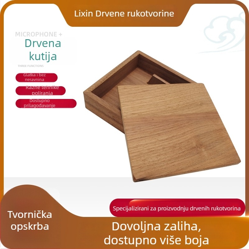 Drvena kutija od bukovine, pravokutna kutija za pohranu vizitki