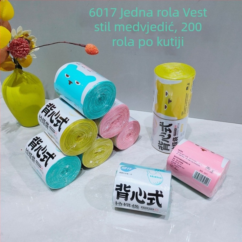 Jianxiang Velike vrećice za otpad s ravnim otvorom 6017, vest-stil, kućna upotreba, šarene i crne PE vreće