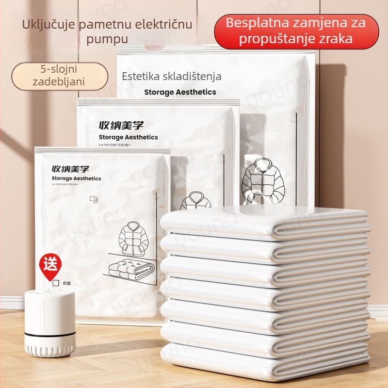 Set vakuum vreća s pumpom za odjeću, deke, perjane jakne i putne torbe