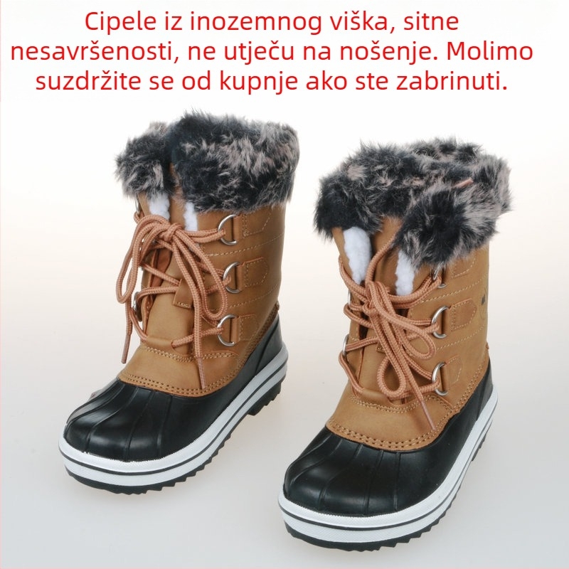 Zimske čizme za snijeg s protukliznom ravnom potplatom, podstavljene plišem, tople za hladne kišne dane i izlete na skijališta