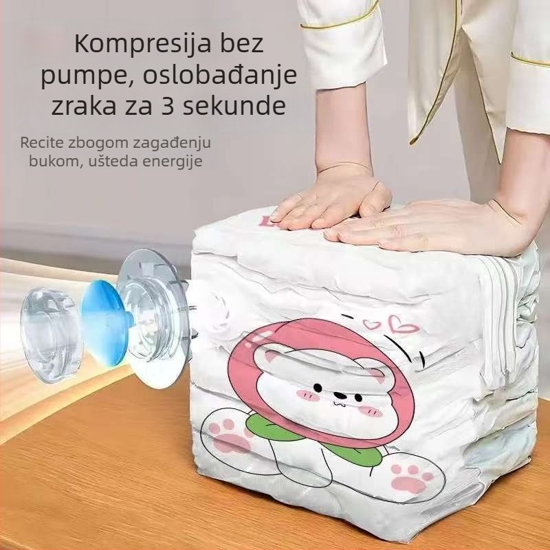 Vakuumske vreće za kompresiju s 3D otpuštanjem zraka, bez pumpe, za deke i odjeću, automatsko oslobađanje zraka, veliki kapacitet